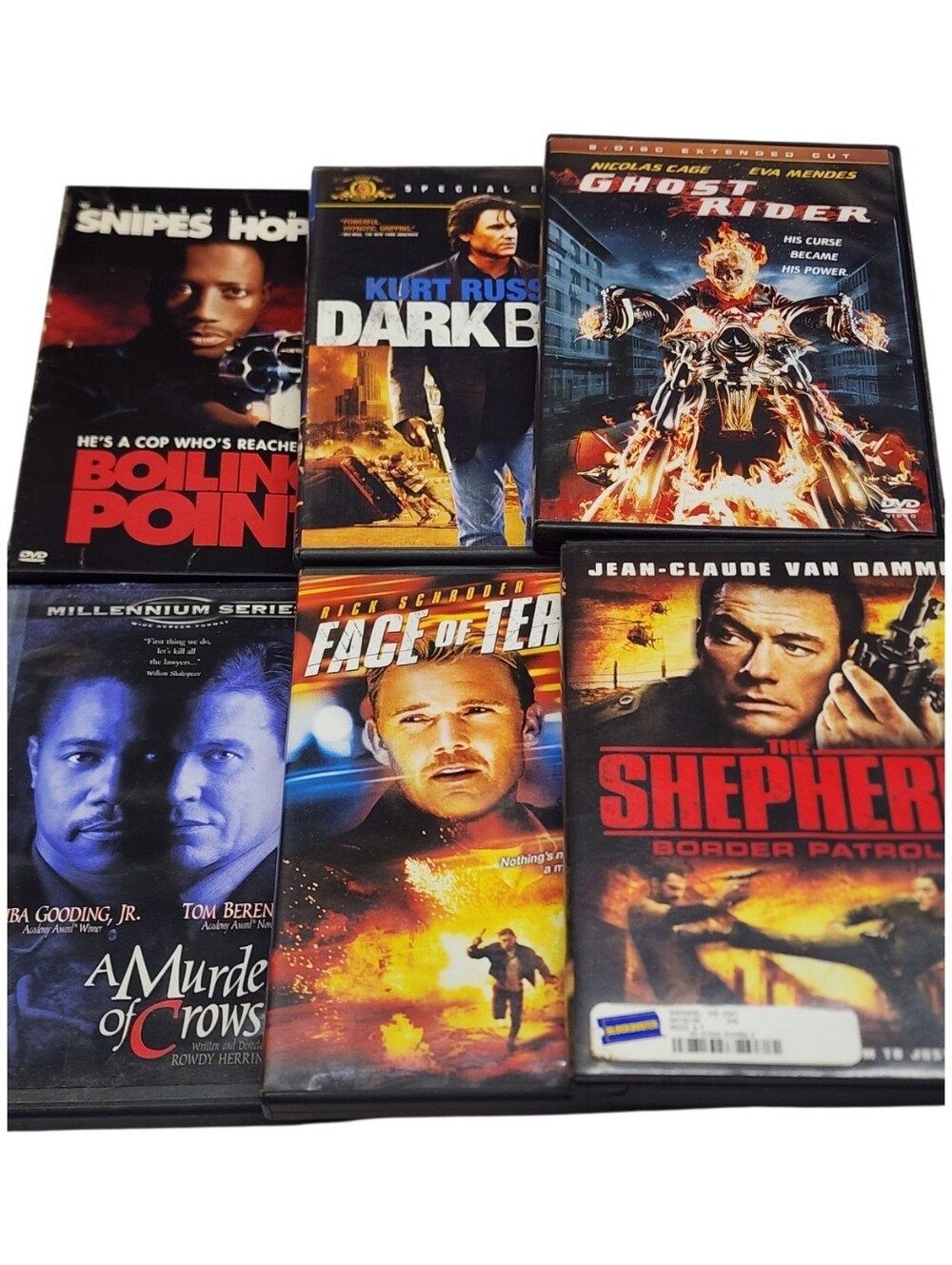6pc Action Thriller DVDs - Boiling Point, Ghost Rider, Dark Blue, Etc
